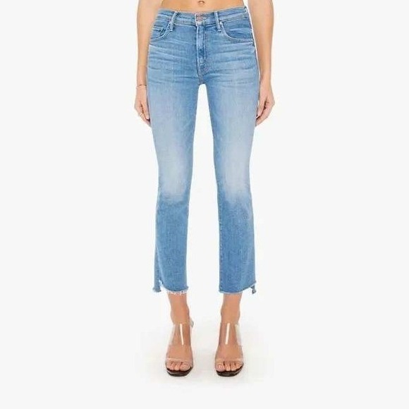 MOTHER Denim - Mother Insider Crop Step Fray Jeans Womens Size 24 Light Blue Limited Edition